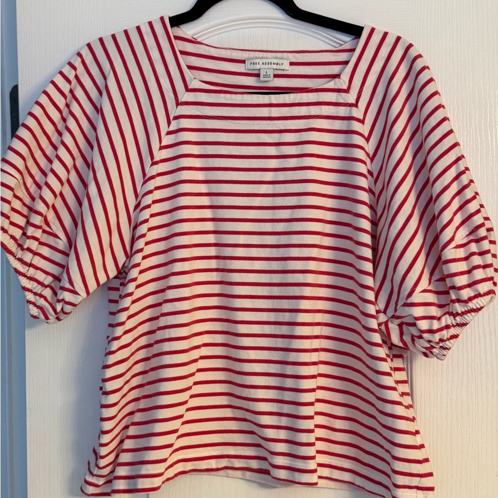 Anthropologie Red and White Striped Blouse